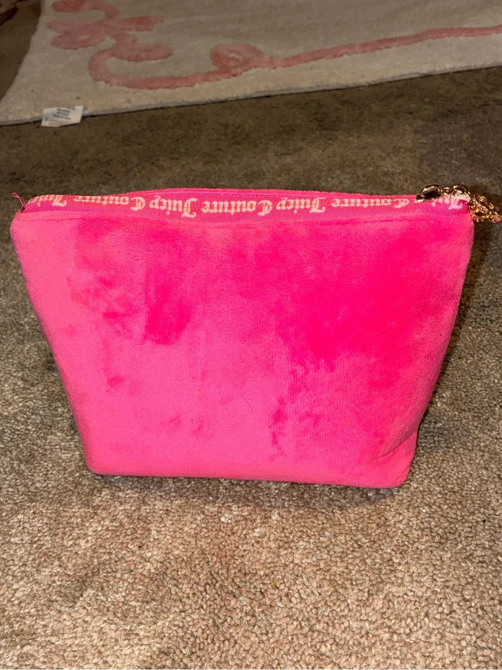 Juicy Couture Hot Pink Velvet Cosmetic Case with Rhinestone Crown